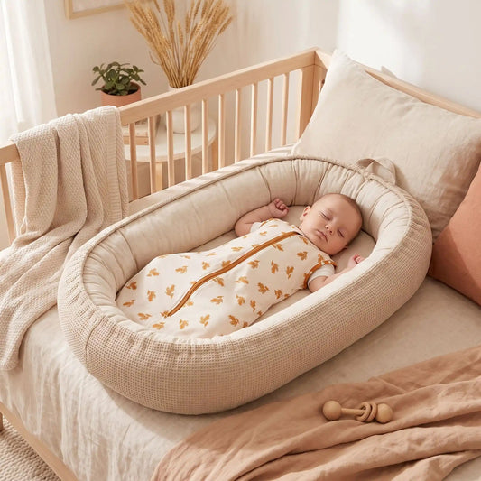 gigoteuse bébé nuitpaisible beige sans manches avec petites feuilles marron
